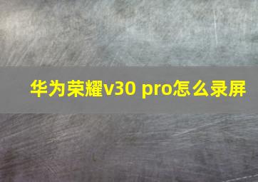 华为荣耀v30 pro怎么录屏